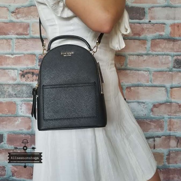 Kate spade MINI convertible backpack black leather - Picture 7 of 8